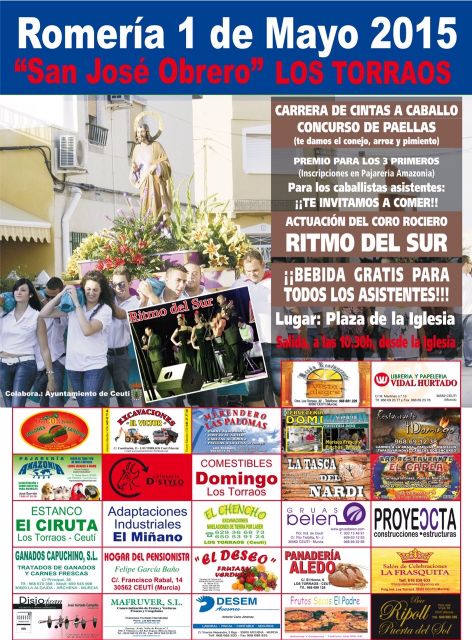 La pedanía de Los Torraos de Ceutí saca en romería a su patrón, San José Obrero